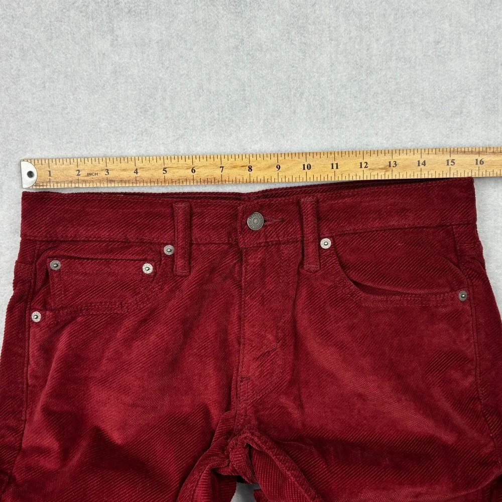 Levis Mens 31x30 511 Slim Fit Maroon Burgundy Red Fine Wale Corduroy Pants 31 30